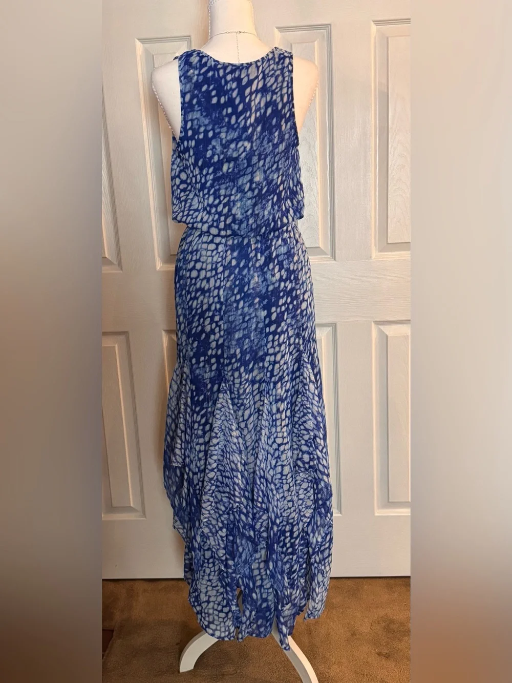 Michael Kors Blue and White Tiered Maxi Dress